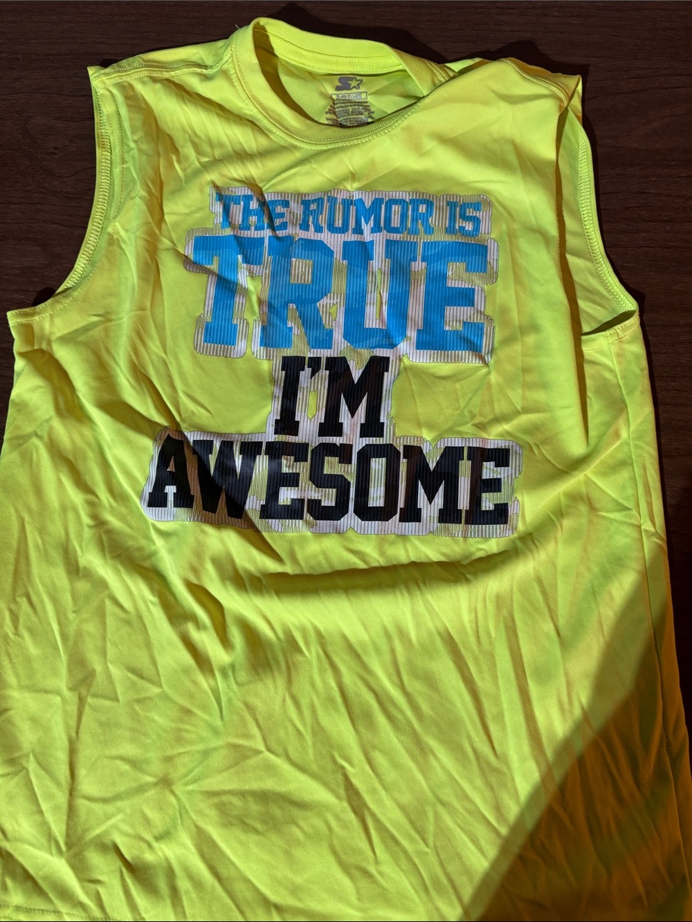 STARTER Neon Yellow Graphic Tank Top - Blue & Black Text